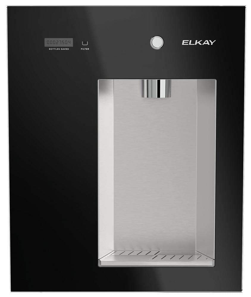 Elkay Liv EZ LBWDM06BKBC - Distributore di acqua filtrato da parete, alimentato a batteria, certificato NSF, pulsante, riduce piombo e PFA, nero notte, refrigerato, ideale per la casa