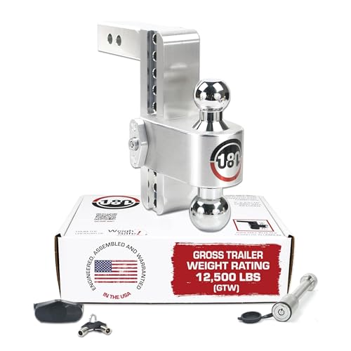 Weigh Safe 180-Degree Trailer Hitch - Adjustable Trailer Hitch for Towing - Compatible with 2' Receivers - 8' Drop, Chrome-Plated Tow Balls, 12,500 GTW, 2-Piece Lock Set
