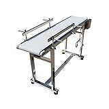 BREVELTION 59inch 110V Power Slider Bed PU Belted Conveyor Stainless Steel Belt Conveyor Industrial Transport Equipment 11.8inch Wide White