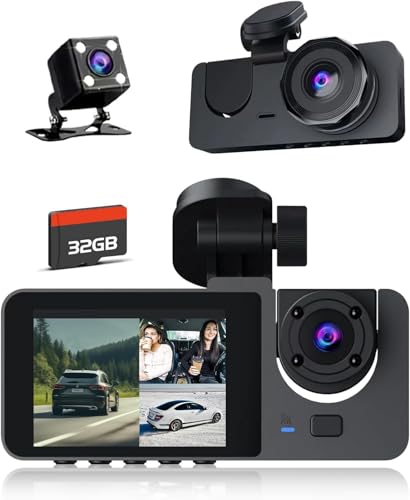 Dash Cam Front and Rear Inside, 4K Full HD Triple Dash...