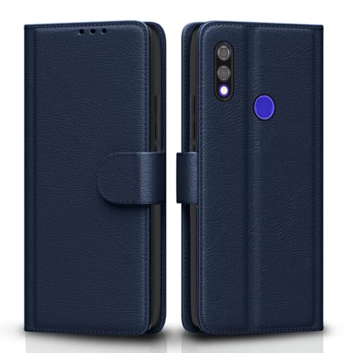Pikkme Flip Cover Leather Finish | Inside TPU with Card Pockets | Wallet Stand and Shock Proof | Complete Protection Flip Case for Redmi Note 7 / Note 7 Pro/Note 7s(Blue)- Best and cheap mobile covers in India