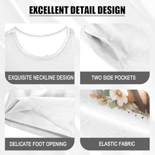 Cute Fox Floral Ivory Pajama Set Short Sleeve Nightwear Soft Clothes Set Summer Pajamas Cotton 5Y4