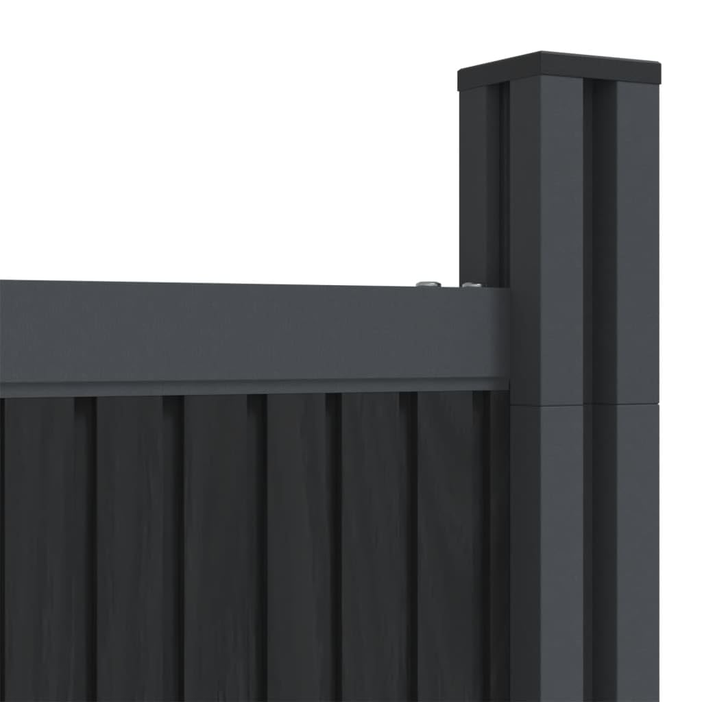 Panel de valla gris 1564 x 186 cm WPC, juego de paneles de valla de jardín, material WPC robusto y duradero, sistema modular con opciones de montaje flexibles, componentes de aluminio y acero