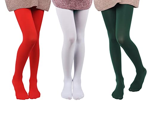 Image of EVERSWE 3 Pairs Pack Girls Microfiber Tights Multiple Colors