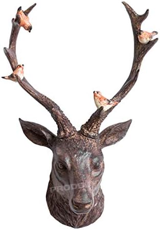 Stag Head Wall Mounted Ornament Large Stags Antlers Aged Reindeer Home Sculpture - View #3