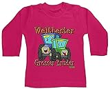 HARIZ Baby Shirt Langarm Weltbester Grosser Bruder Trecker Geburtstag Bruder Baby Plus Geschenkkarten Einhorn Fuchsia 12-18 Monate