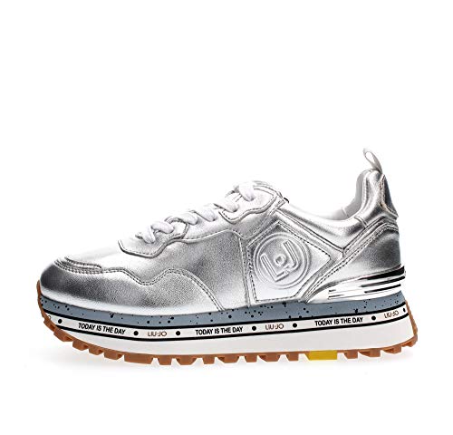 Scarpe Donna LIU JO Sandali in Pelle con Fascia in Gros Grain con Zeppa  Nero e Bianco