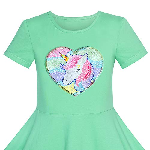 Image of Sunny Fashion Girls Dress Colorful Striped Knitted Cotton Stretch School