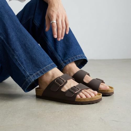 Image of CUSHIONAIRE Lane Cork Footbed Mens Sandals, Adjustable Buckle Comfort Slides for Men, Genuine Leather Insole Summer Sandals Men Footwear