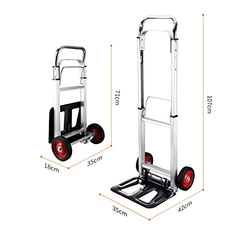 Carretilla portátil plegable de acero con ruedas sólidas miniatura 2