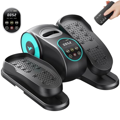 MERACH Under Desk Elliptical Machine, Ellipse Leg Exerciser as Seen on TV for Seniors with Remote Control & 12-Speeds, Quiet Portable Electric Seated Pedal Exerciser Machine for Home Office (Blue)
