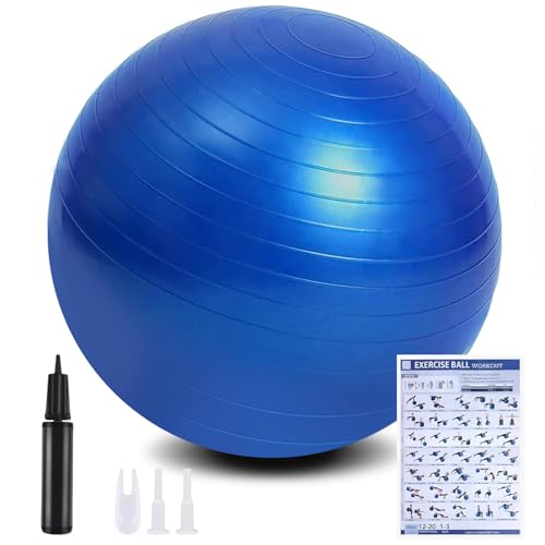 flintronic Ballon Fitness, Ballon Yoga Anti-Explosive Ultra-épaisse avec Pompe Pied Gonflable,Balle...