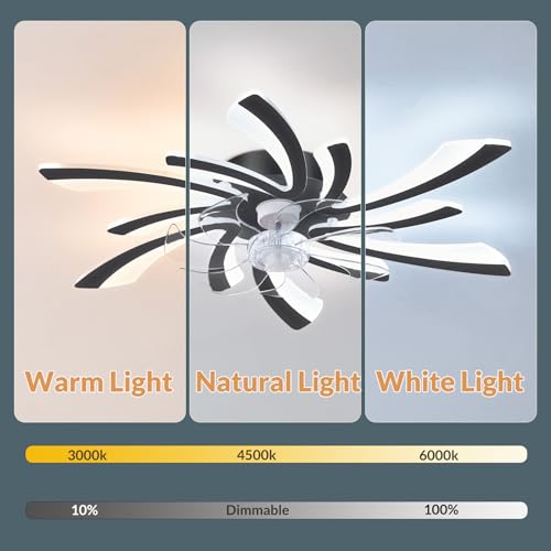 Plafonnier encastré ventilateur de plafond intelligent moderne pour chambre et salon