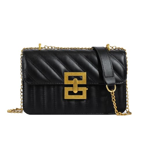 Vintage Embossed Pattern Chain Shoulder Bag for Women PU Leather Crossbody Purse with Adjustable Strap