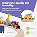 Maxim Enterprise, inc. Kids Circus Train with Steam Engine, 2 Cars, Caboose, 3 Wooden Animals, Natural Hardwood Railway Set with Easy Magnetic Connectors, Sensory Learning Toys for 18 Months & Up