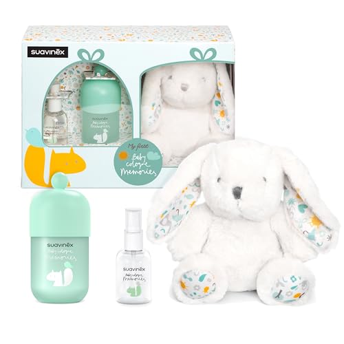 Suavinex, Canastilla Regalo para Bebés. Incluye Baby Cologne Memories 100 ml + Formato Viaje 50 + Peluche para Bébé. Colonia Infantil Baja en Alcohol, No Mancha la Ropa, Recién Nacido Suavinex, Canastilla Regalo para Bebés. Incluye Baby Cologne Memories 100 ml + Formato Viaje 50 + Peluche para Bébé. Colonia Infantil Baja en Alcohol, No Mancha la Ropa, Recién Nacido