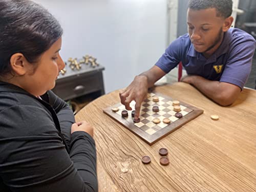 We Games Wood Checkers With Stackable Ridge - Dark Brown/Natural #TOP1