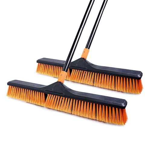 Image of CLEANHOME 24 inchPush Broom Brush for Floor Cleaning 2 Set,Indoor&Outdoor Broom