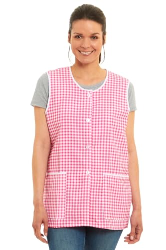 Delantal de cuadros para mujer con botones, diseño con ribete, peto tipo tabardo con bolsillos delanteros, tabardos elegantes para mujer, delantales casuales para usar en casa, cocina, restaurantes