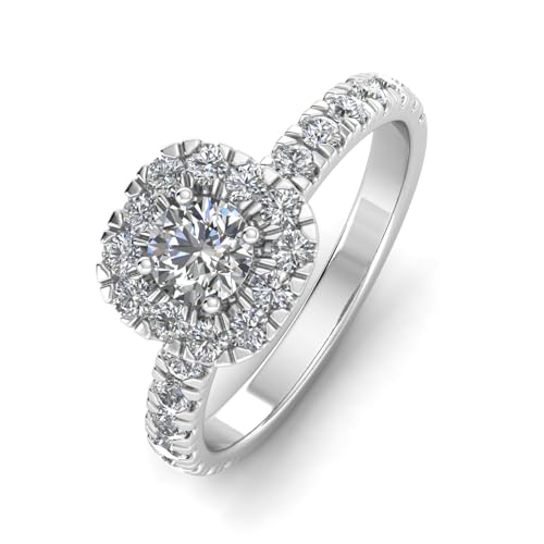 1.5 Carat TW Lab Grown Women's Diamond Halo Engagement Ring in 10k White Gold2
