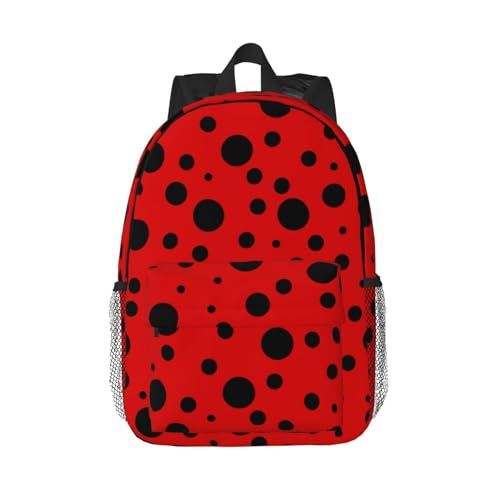 YANGZHI Ladybug Black And Red Polka Dot Backpack For Teenage Girls And Boys Cute Kids Backpacks Children School Bag