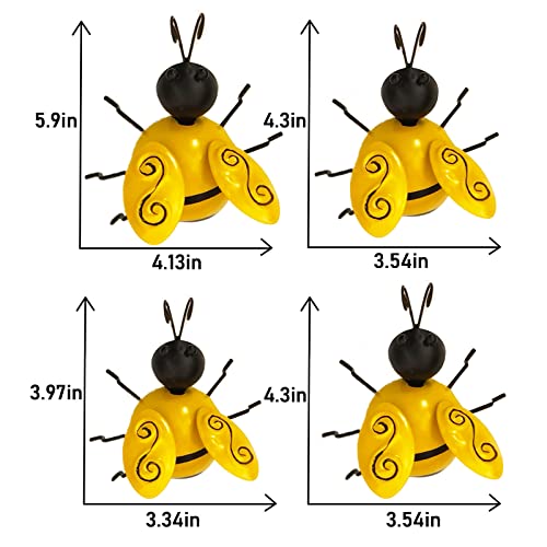 Qmcahce Metal Wall Art 4 Pack, Metal Wall Art Bee 3D Sculpture, Hanging Bee Wall Decor For Outdoor Home Garden, Courtyard, Lawn #TOP2