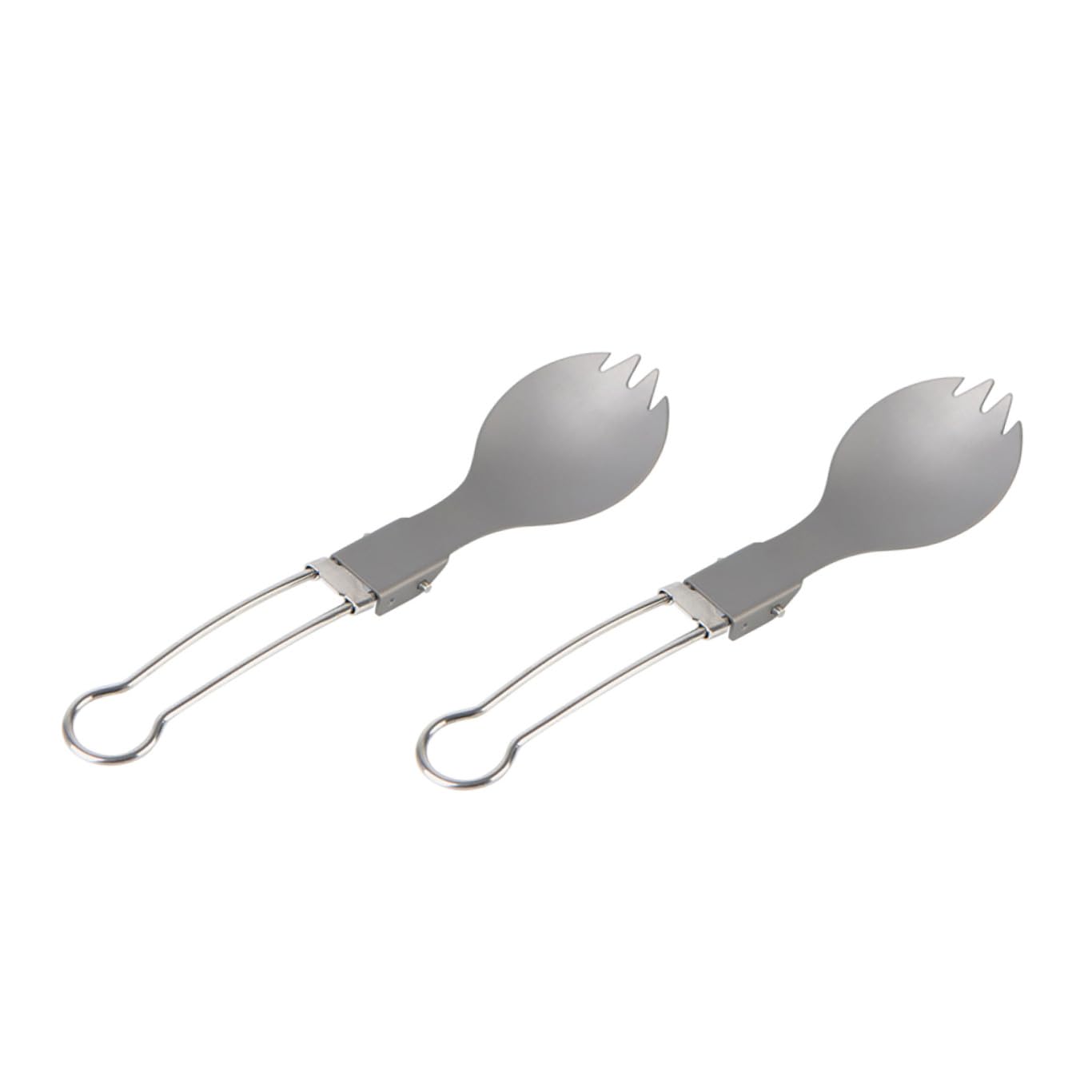 IMIKEYA 2 Sätze Campingutensilien Camping Teller Campingpfanne Campingtisch Lagerbesteck Essgeschirr Outdoor Outdoorgeschirr Klappgabel Outdoor-campinggeschirr Reintitan Silver 2 Stück * 2
