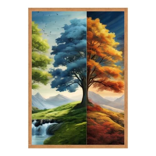 GAEKKO Quadro da parete Montaggio delle stagioni su vetro acrilico con cornice in vetro acrilico 40 x 60 cm