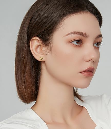 Reffeer Solid 925 Sterling Silver Black Heart Stud Earrings for Women Teen Girls Cute Heart Stud Earrings3