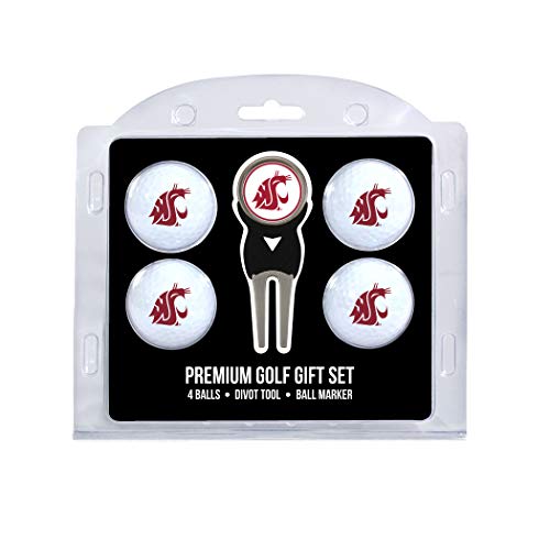Team Golf NCAA Washington State Cougars 4 Golf Ball And Divot Tool Set Regulation Size Golf Balls (4 Count) & Divot Tool with Removable Double-Sided Magnetic Marker