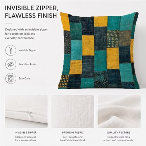 Housses de coussin 60x60 lin imperméables : l'élégance géométrique durable - 6