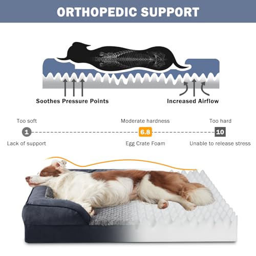 JOEJOY Extra Large Dog Bed, Orthopedic Memory Foam Dog Beds, Washable Dog Bed, Grey, Fits up to 90lbs, Good for Golden Retriever, Labrador,German Shepherd,Samoye,Rottweiler - Image 4