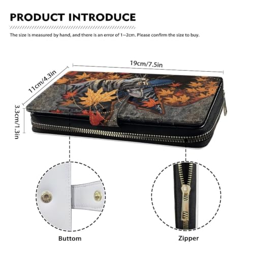 Image of COEQINE Ladies Wallets Pink Leopard Heart Black Printed Leather Phone Long Clutch Purses Check Coin Change Holder