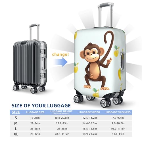 Travel Luggage Cover Monkey and banana Suitcase Protector Elastic Washable Stretch Suitcase Protector Anti-Scratch Travel Suitcase Cover Fit 18-32 Inch Luggage2