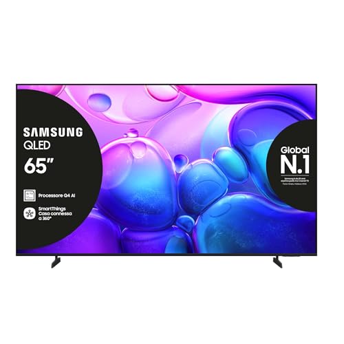 Samsung QLED 4K Vision AI Smart TV 65'' QE65Q6FAAUXZT, Q4 Lite Processor, 4K AI Upscaling, Art Store, OTS Lite & Adaptive Sound, Metal Stream Design, PACCHETTO INTRATTENIMENTO, 2025