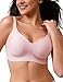 CLOSEMATE Sujetadores Mujer sin Aros sin Costuras Cómodo con Soporte Push Up Cuello en V Suave Sostenes Cobertura Completa Tipo Camiseta Básico Diario Rosa Claro L
