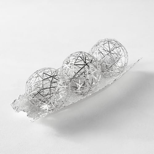 Z Gallerie Farrow Rectangular Bowl, Contemporary Decorative Platter, Artisanal Aluminum Display Tray for Console Tables & Floating Shelves, Silver(Decorative Balls Not Included)