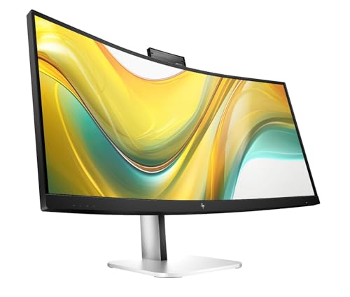Image of HP Series 5 Pro 34 inch WQHD USB-C Conferencing Monitor, 5MP Pop-up Webcam, 4x3W Speakers, Tilt, Swivel, Height Adjustment Mount, Displayport, HDMI & DKZ USB Hub, Black /Silver 2 Pack