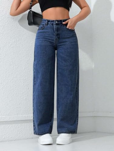 Image of TAGAS Women's High Waisted Wide Leg Jeans - Baggy Denim Pants, Loose Fit Casual Straight Leg Pant for Girls & Womens
