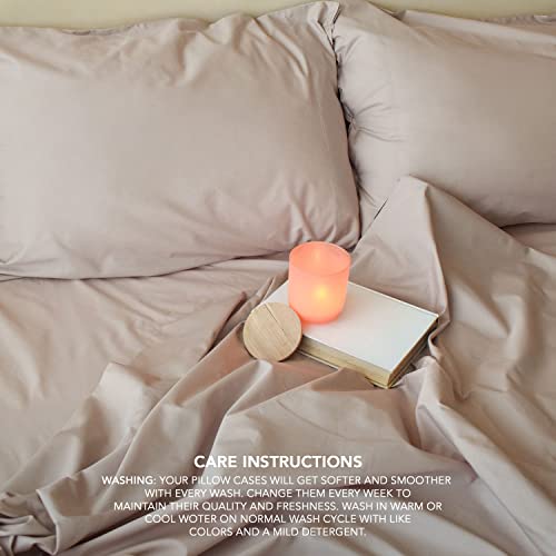 Craftsworth 100% Cotton Pillowcases Percale Weave Queen Size Set Of 2 Beige Cool Comfy Soft Silky Standard Pillowcases Hotel Luxury Quality #TOP4