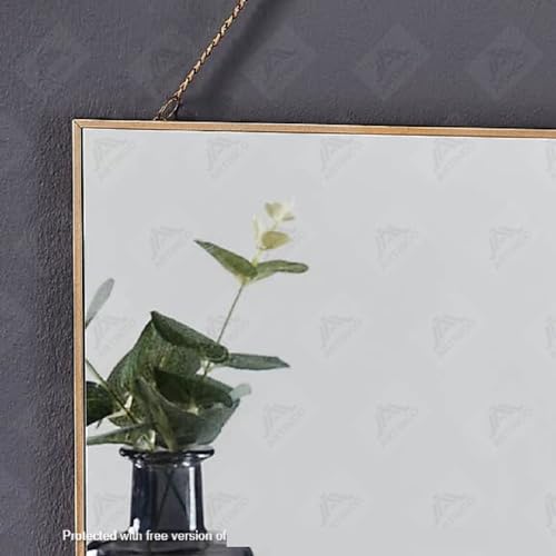Taxilaa 11 Inches Sq. Hanging Classic Wall Mirror with Brass Border Wall Hanging Mirror with Chain | Ornamental Mirror for Wall Dwelling Room Bed room & Toilet Mirror (Sq. Form)