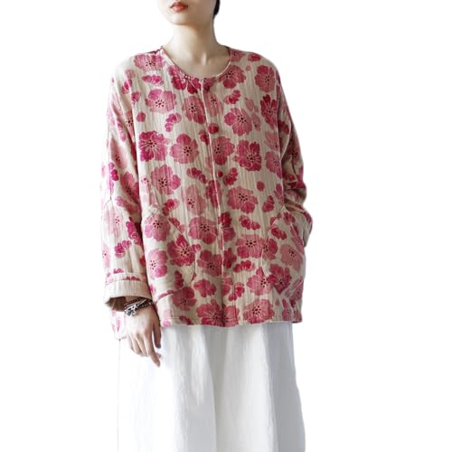 Ystylee Women's Spring Lightweight Jacket Bohemian Floral Knot Button Down Oversized Short Shirts Top Coat2