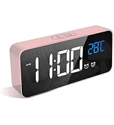 LATEC Réveil Numérique Compact à Piles – Affichage Heure/Température/Calendrier, Alarme Snooze, Rétroéclairage, 7 Langues