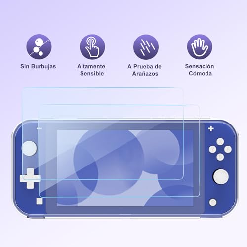 Estuche para tarjetas de juego y funda Switch Lite morada con protector de pantalla 6