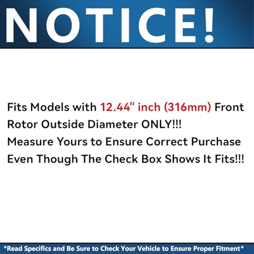 Image of Detroit Axle - Front Brake Kit for 2015-2021 Ford Edge | Disc Brakes Rotors Ceramic Brake Pads 2015 2016 2017 2018 2019 2020 2021 Replacement 12.44'' inch Rotors