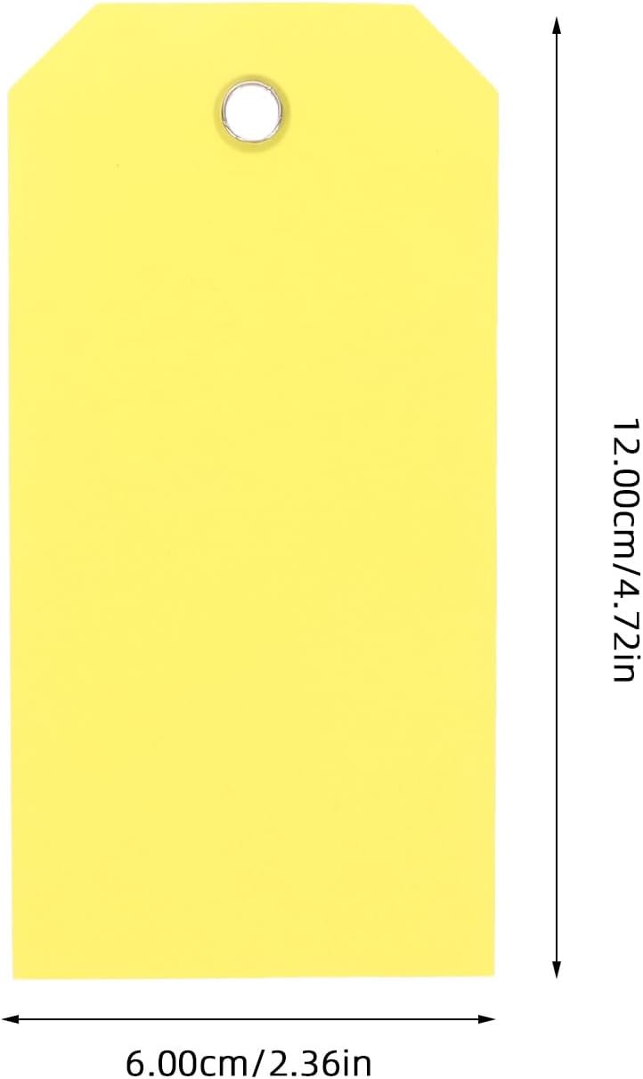 Zerodeko 100pcs Writable Blank PVC Shipping Tags with Wire 6x12cm Yellow Luggage Labels for Travel Suitcase Identification and Packaging