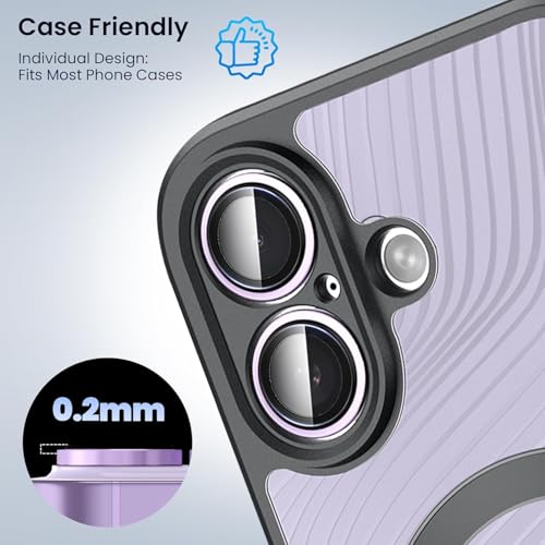Image of Pack of 2 Titanium Camera Lens Protector for iPhone 17 Purple 9H Tempered Glass HD Clear Camera Guard Scratch Resistant Drop Protection Anti Fingerprint Case Friendly Waterproof Anti Bubble Easy Install