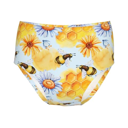 Watercolor Bee On Chamomile Girls' Underwear Soft Cotton Little Girls Panties Comfort Briefs