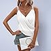 Womens Silk Spaghetti Strap Tank Top Sexy Wrap V Neck Camisole Silk Satin Sleeveless Elegant Cami Blouse Ruched Summer Work Shirts Business Casual Outfit(A05 White,Small)