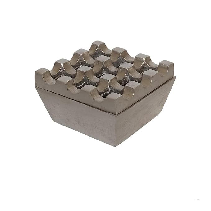 ELIF OVERSEAS - Handmade Metal Cigar/Cigaratte Ashtray For Home/Hotel/Bar/Restaurant 9 Grid Silver Finish Aluminium Ashtray-image-43